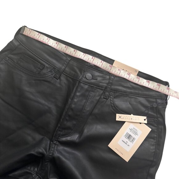 NYDJ Marilyn Straight Black Coated Lift Tuck Womens leather Pants Size 12 new - Picture 8 of 16